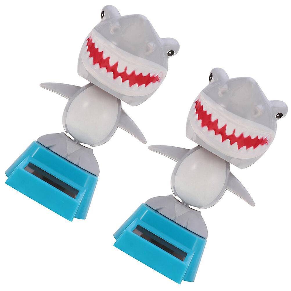 2pcs Solar Powered Shark Decor Shark Swinging Figures Car Dashboard Ornament