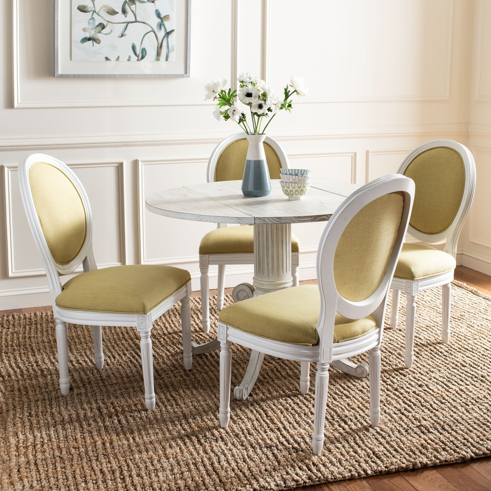 SAFAVIEH Dining Old World Holloway Spring Green/ Cream Parisian Oval Dining Chairs (Set of 2)   19.8\