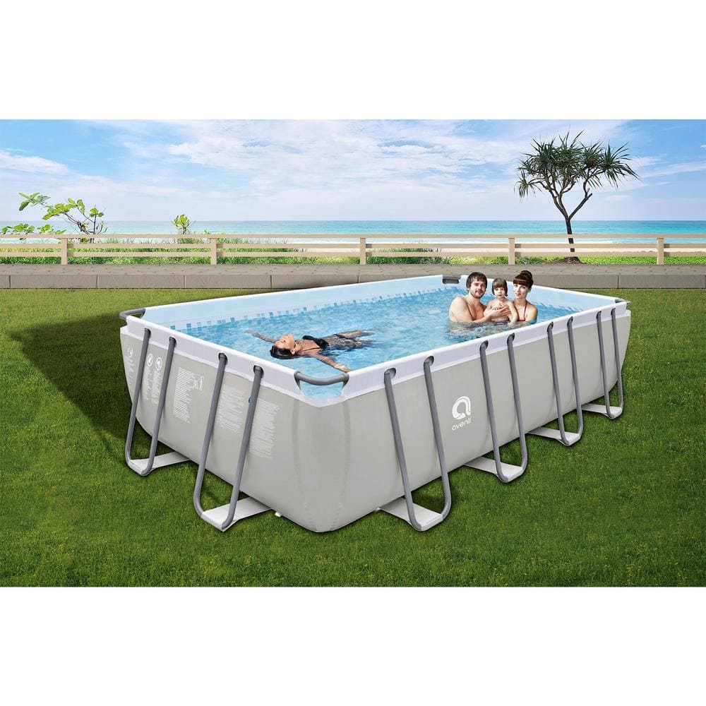 JLeisure 18 x 10 Foot Above Ground Rectangular Steel Frame Swimming Pool JL-17776-1US-AB