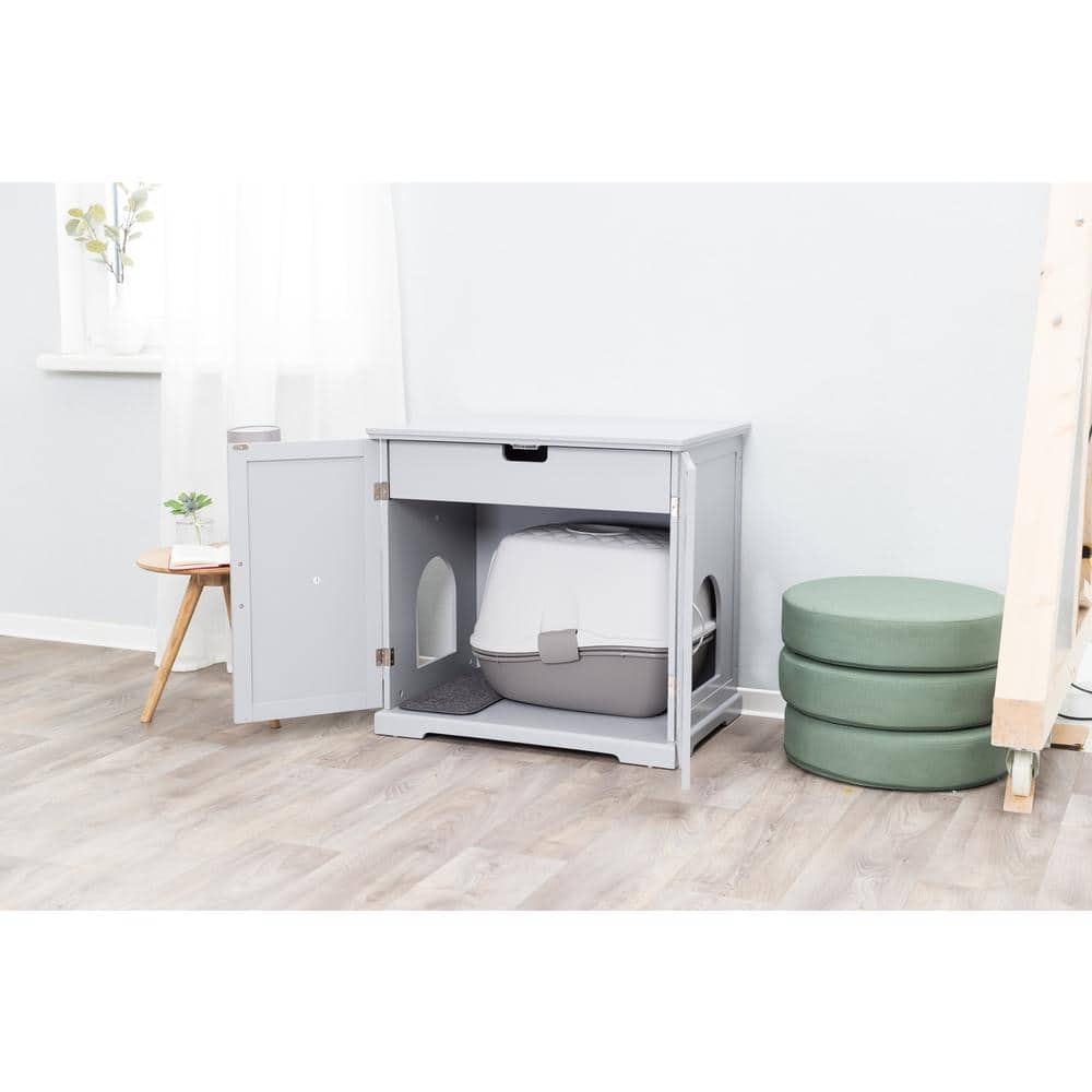 TRIXIE XL Wooden Litter Box Enclosure with Drawer, Gray 40237