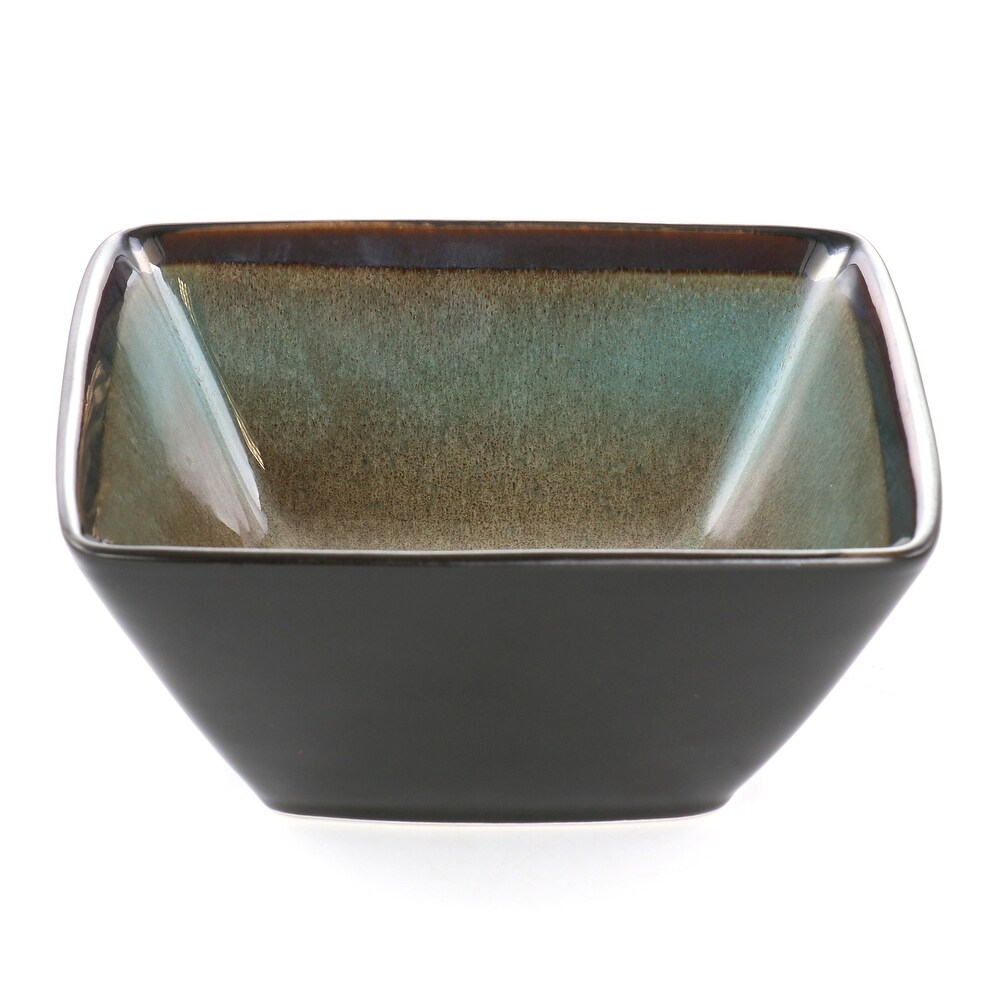 Hometrends Tequesta 4 Piece 6 Inch Square Stoneware Bowl Set in Taupe   24 Ounce