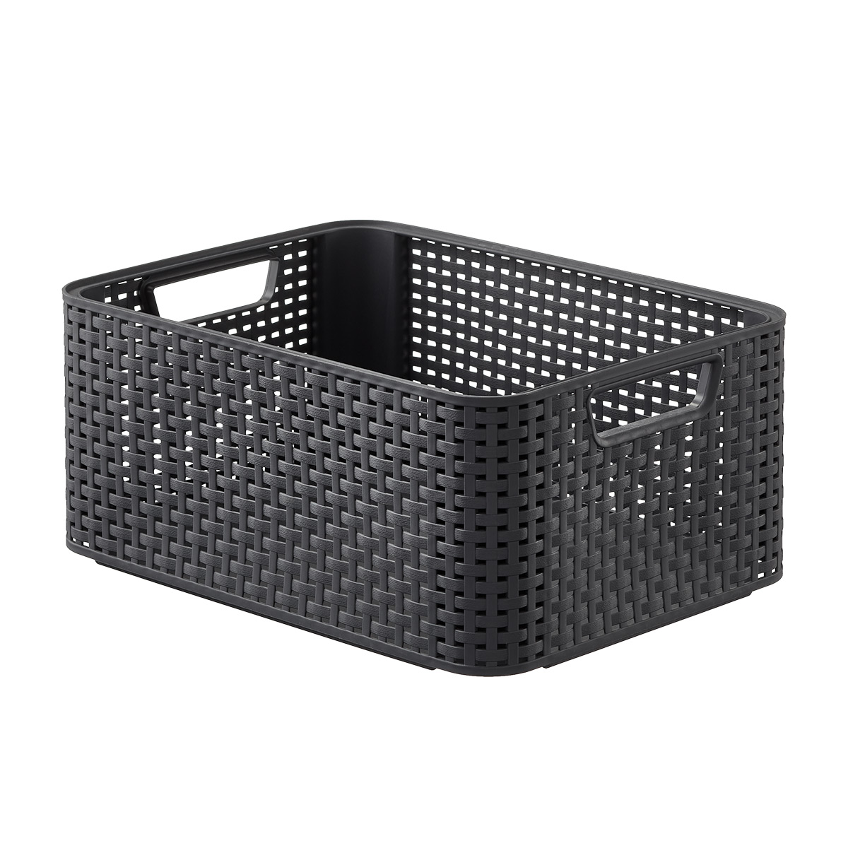 Curver White Basketweave Storage Bin with Handles