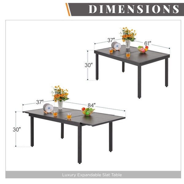 9/7Piece Patio Dining Set with 8/6 Rattan Swivel Chairs and a Expandable Dining Table