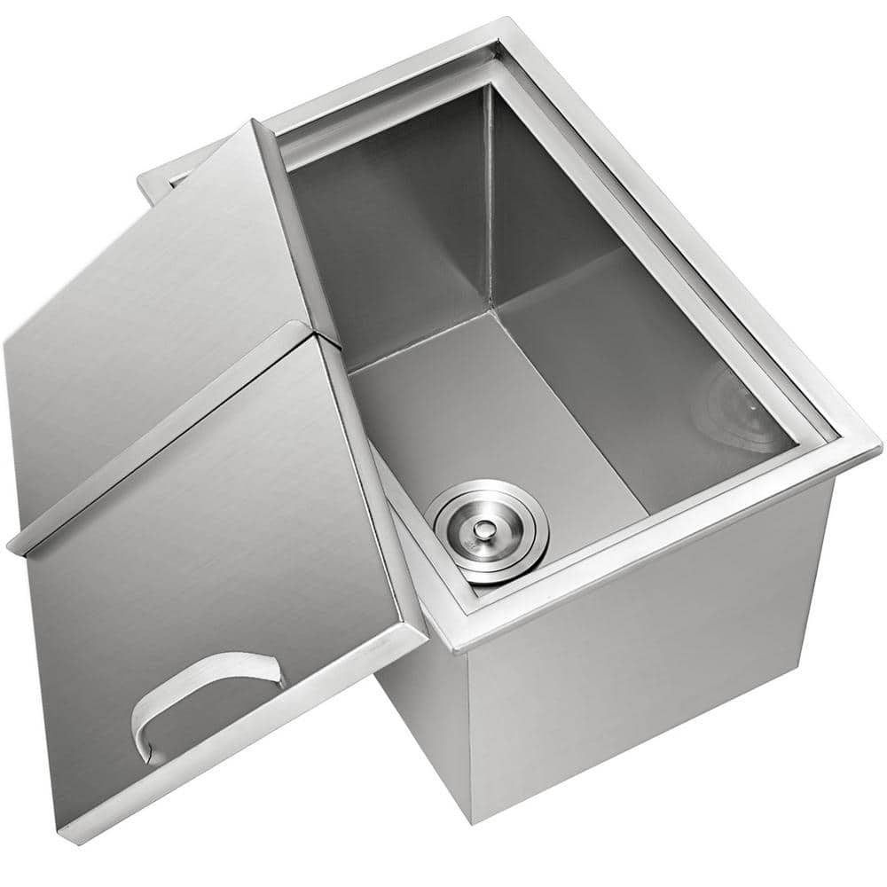 VEVOR 121.5 Qt. Drop in Ice Chest with Sliding Cover 27 in. x 18 in. x 21 in. Stainless Steel Ice Bin for Dinner Party JG18X27X210000001V0