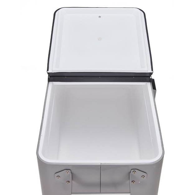 Jomeed 80 Quart 20 Gallon Wheeled Rolling Outdoor Patio And Deck Cooler Cart Ice Chest With Shelf Drainage Hole Plug And Bottle Opener Silver