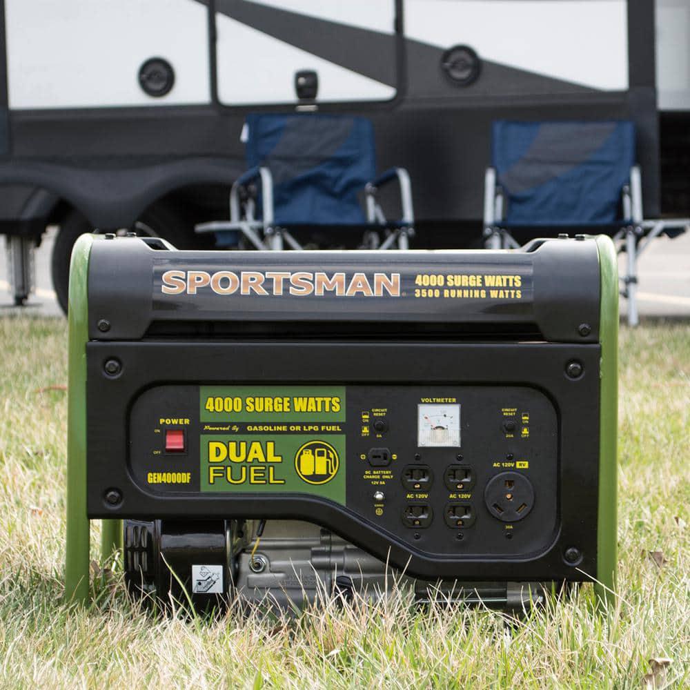 Sportsman 4000Watt3500Watt Recoil Start Dual Fuel Powered Portable Generator with Protective Cover and Wheel Kit