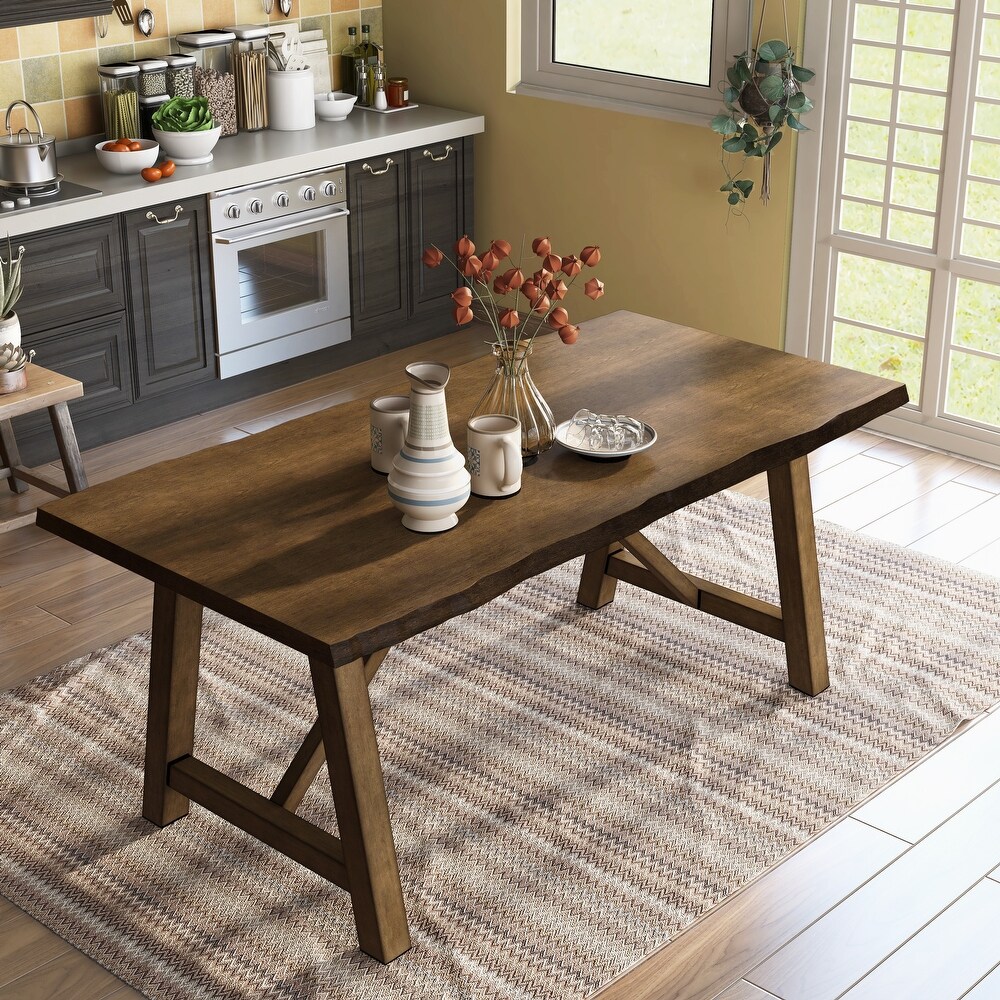 Furniture of America Leesie Rustic Walnut 71 inch Trestle Dining Table