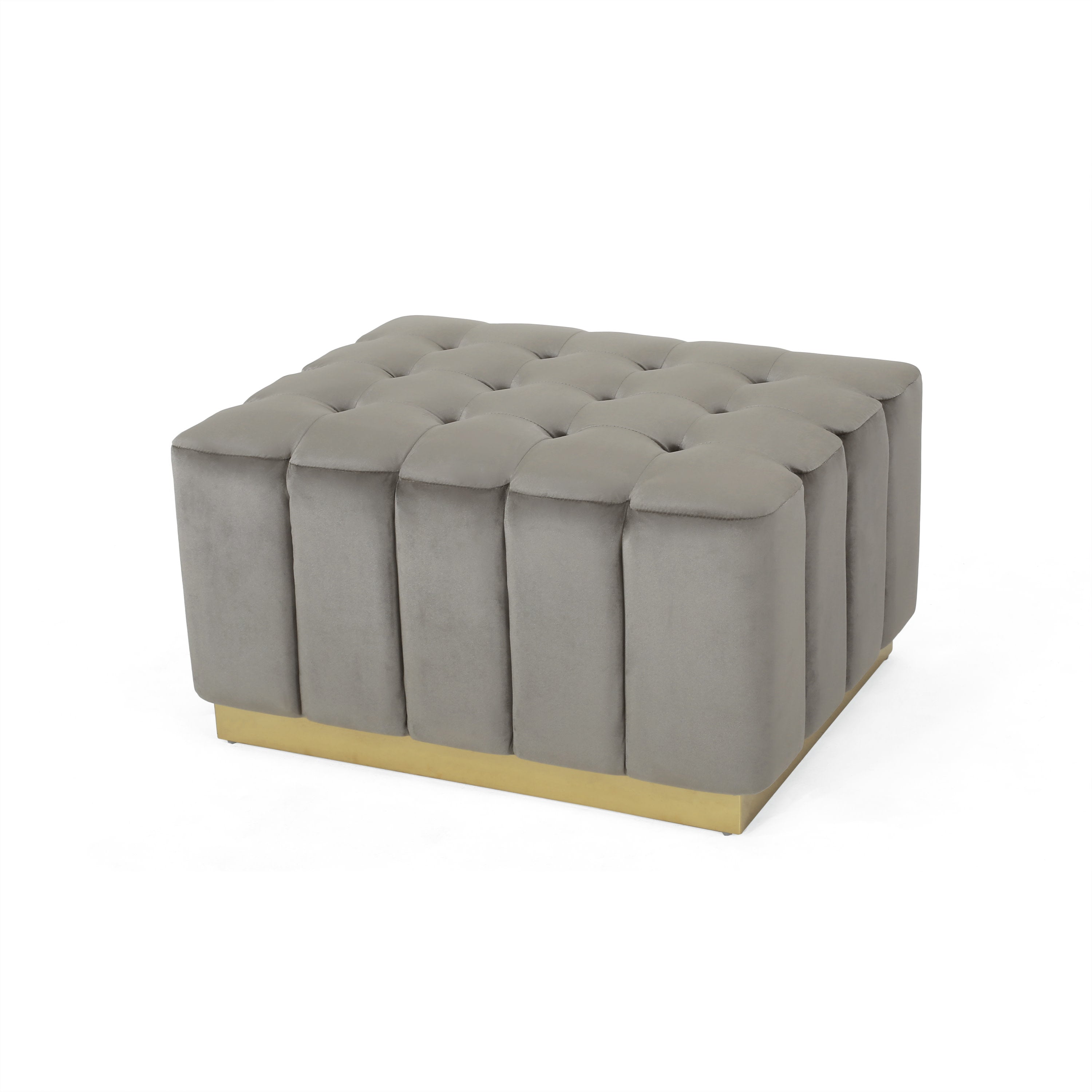 Fairfax Modern Glam Velvet Tufted Ottoman