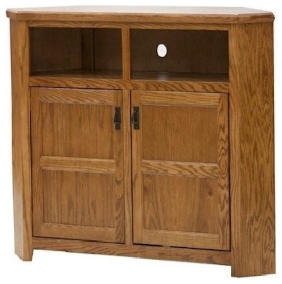 Tall Mission 50 quotWide Corner TV Console   Farmhouse   Entertainment Centers And Tv Stands   by Eagle Furniture  Houzz