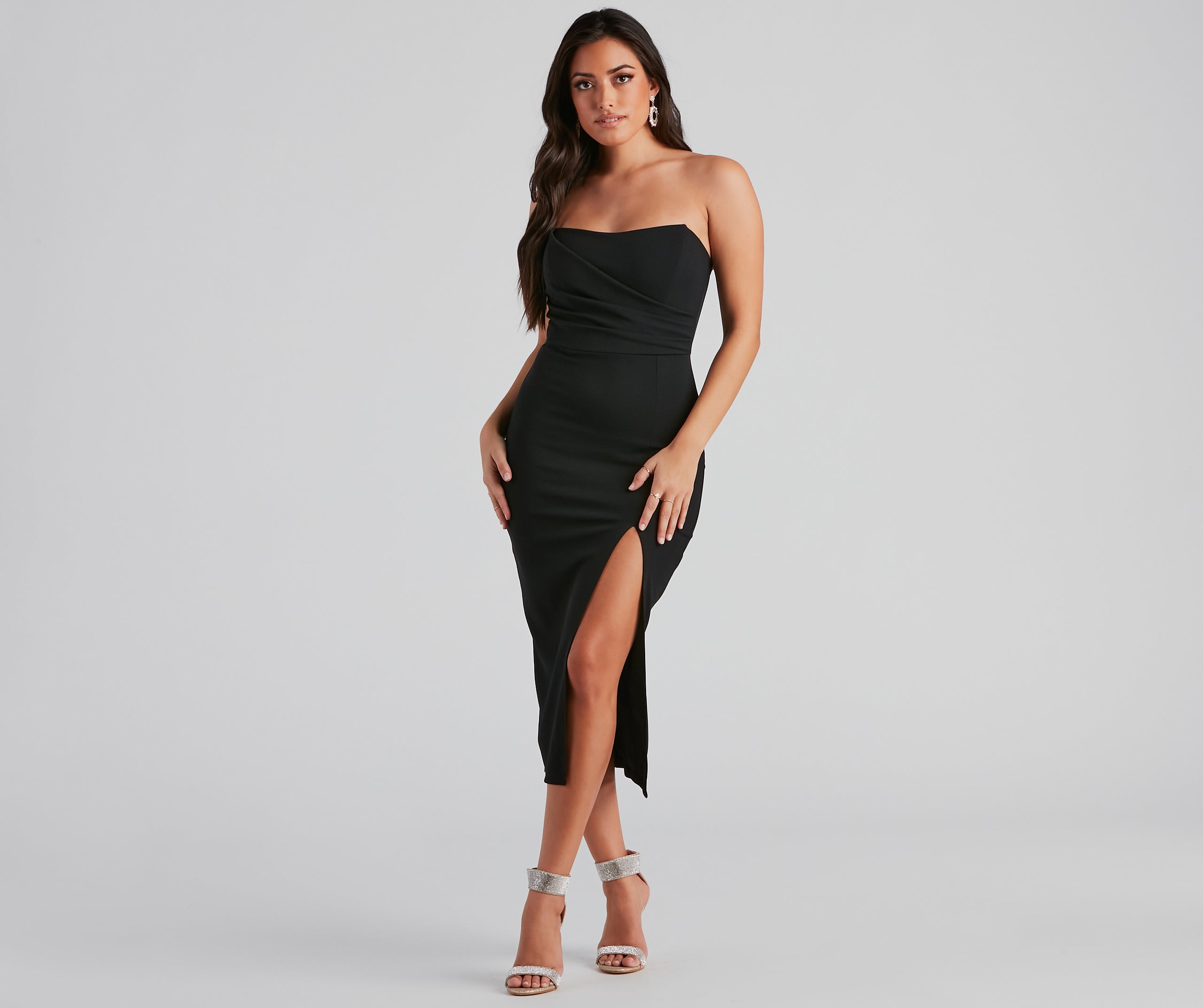 Zadie Formal High-Slit Midi Dress