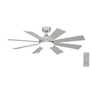 Hampton Bay Bayla 52 in. Integrated CCT LED Indoor Brushed Nickel Ceiling Fan with Light and Remote Control Included AK401A-BN