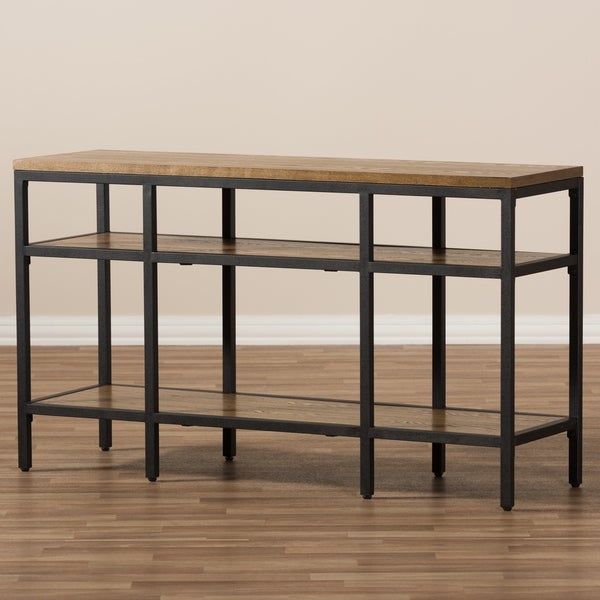 Rustic Brown and Black Console Table by Baxton Studio