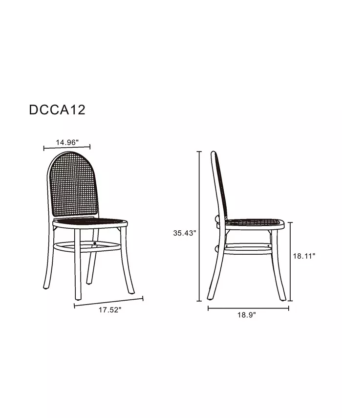 Manhattan Comfort Paragon 2-Piece Ash Wood and Natural Cane Dining Chair