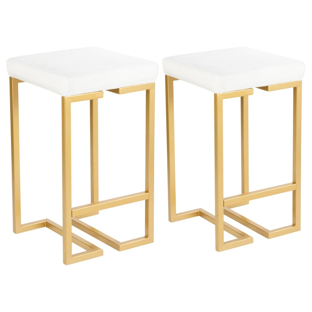 Midas Contemporary Glam Upholstered Counter Stool (Set of 2)   N/A