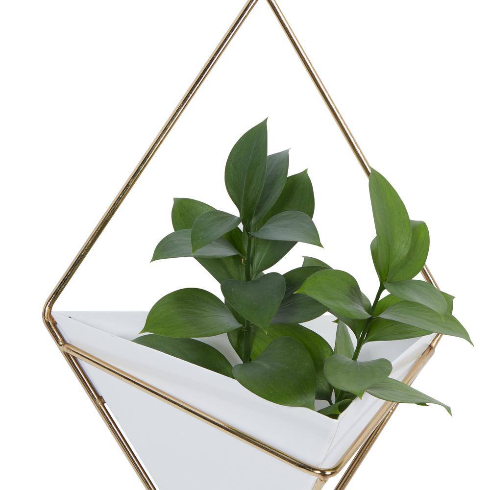 CosmoLiving by Cosmopolitan 13in. Medium White Metal Geometric Indoor Outdoor Triangle Wall Planter (2- Pack) 51965