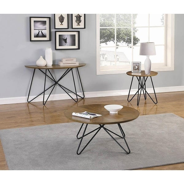 Neibolt Dark Brown Round Sofa Table