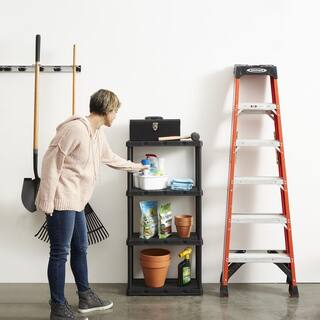 GRACIOUS LIVING 4 Shelf Knect-A-Shelf Solid Light Duty Storage Unit Black 2 Pck 2 x 91089-1C