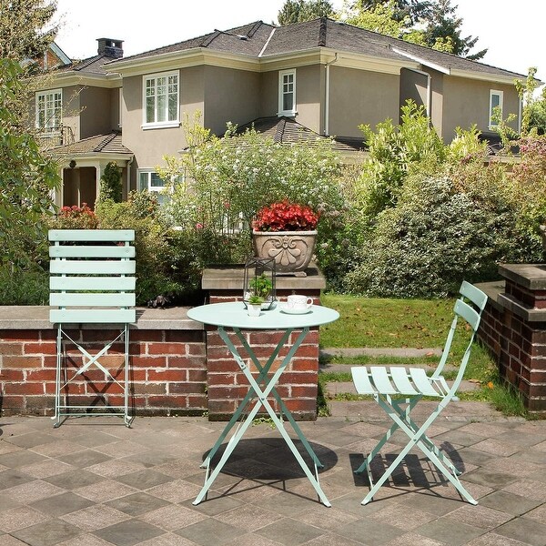 3Piece Bistro Set Folding Outdoor Furniture Sets with Premium Steel Frame Portable Design for Bistro and Balcony