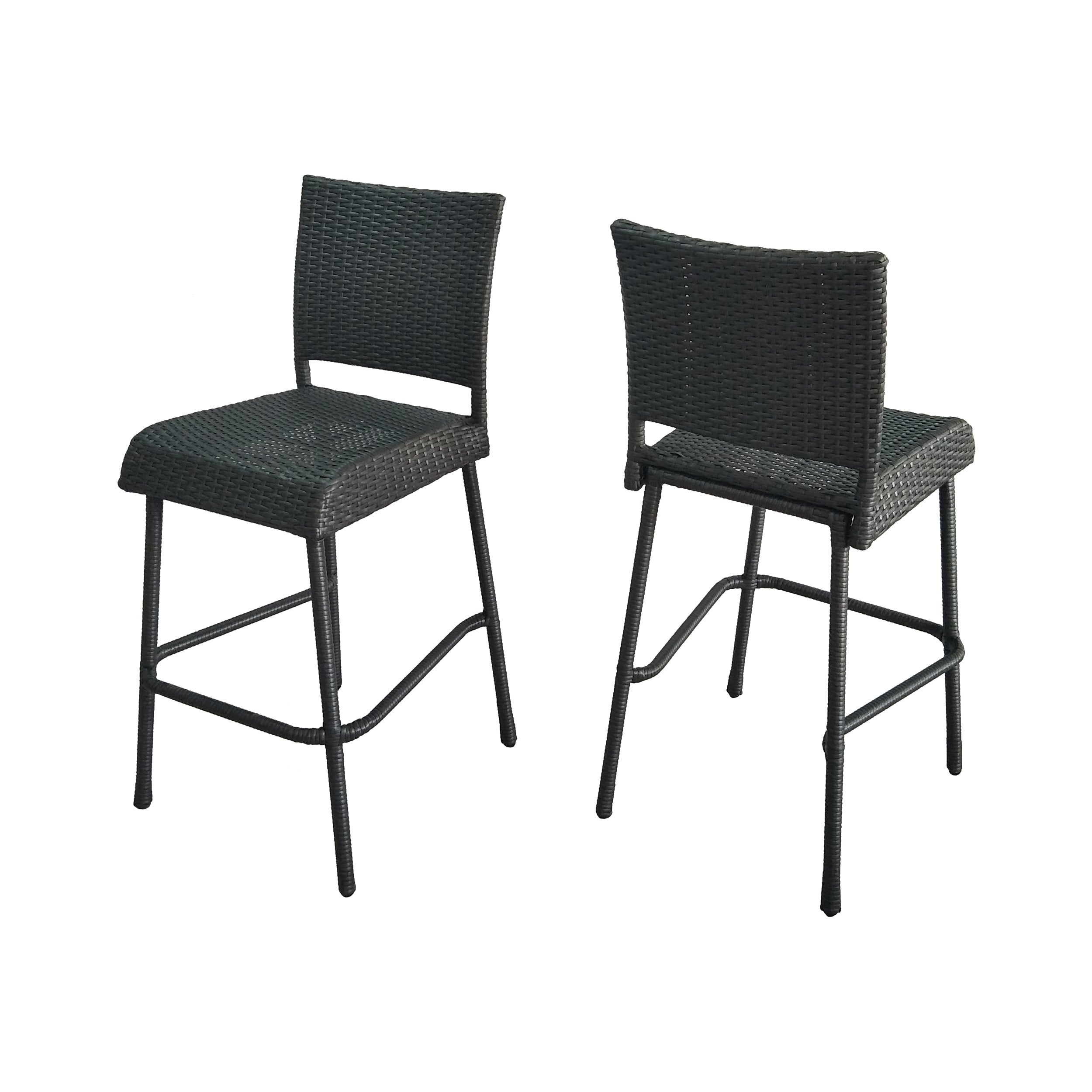 Jiro Outdoor Wicker Barstool, Gray (Set of 2)