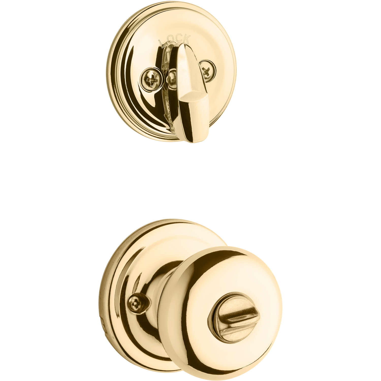 Kwikset SmartKey Juno Polished Brass Entry Knob and Single Cylinder Deadbolt KW1 1-3/4 in.