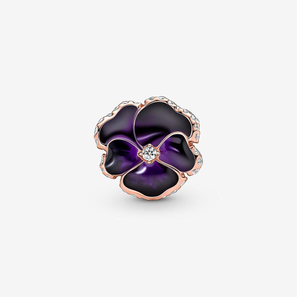 PANDORA  Deep Purple Pansy Flower Charm