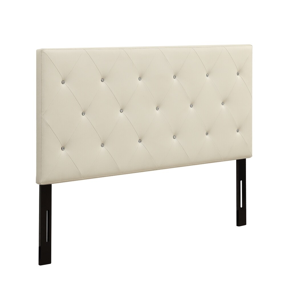 Silver Orchid Heston Contemporary Crystal Diamond Tufted Black Headboard