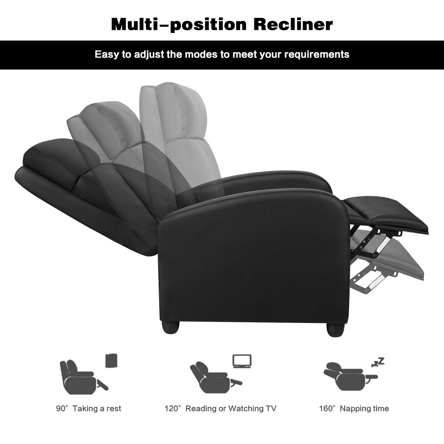 Lacoo Home Theater Recliner with Padded Seat and Backrest， Black