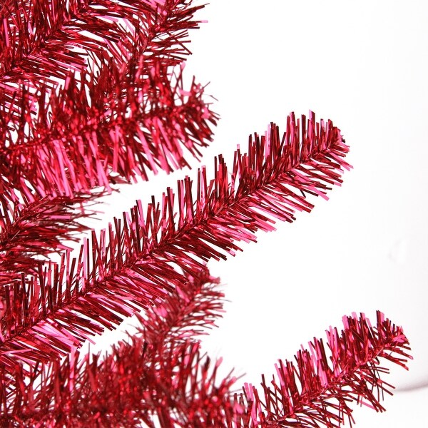 3' Medium Red Tinsel Twig Artificial Christmas Tree，Unlit