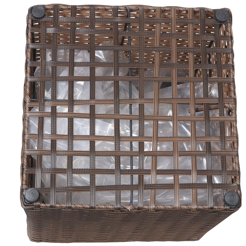 Sunnydaze Square Polyrattan Indoor Planters   1 Large/1 Small Planter