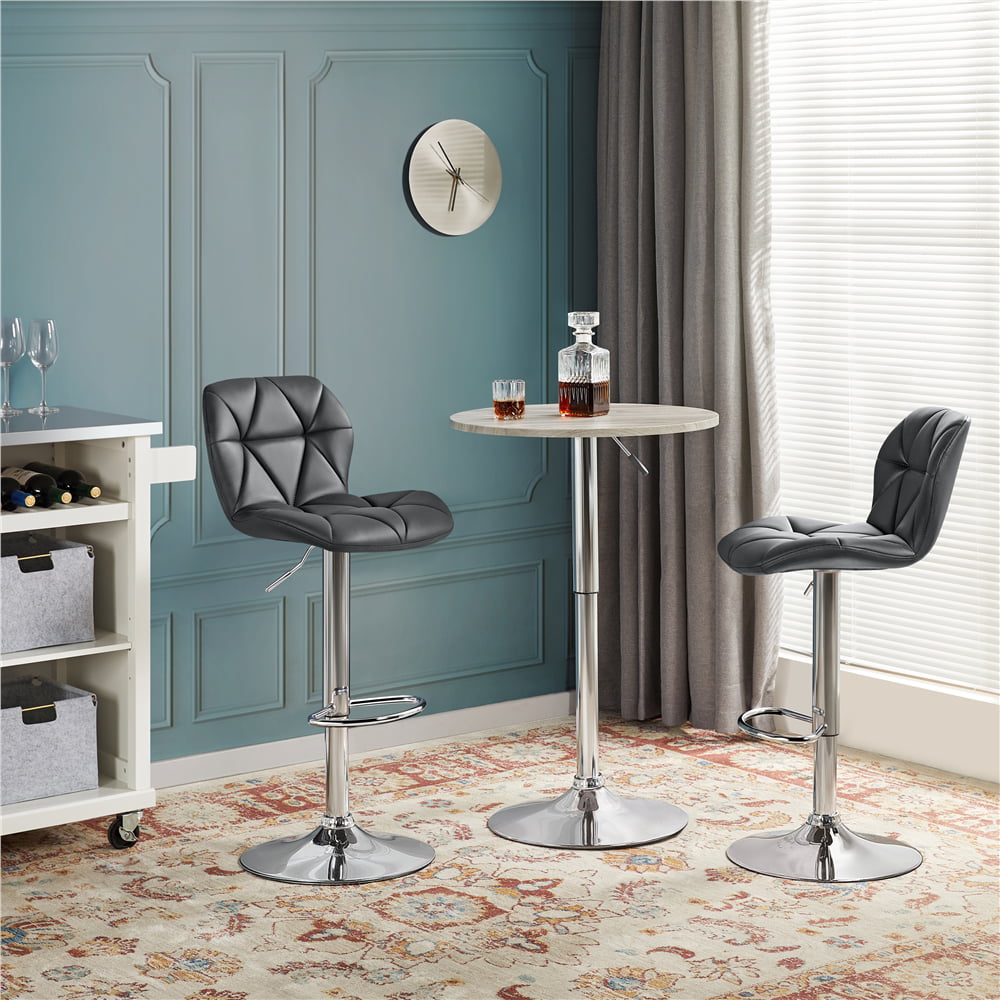 Alden Design Modern Adjustable Faux Leather Swivel Bar Stool Armless， 2pcs， Gray