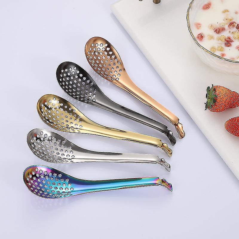 3 Pcs Spoons，small Slotted Spoons Stainless Steel Caviar Spoons Serving Spoon Kitchen Slotted Serving Spoons Strainer Spoon Molecular Spoon Perforated