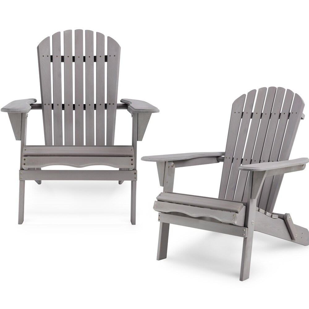 Wood Lounge Patio Folding Adirondack Chair Solid Cedar Wood (Set of 2)