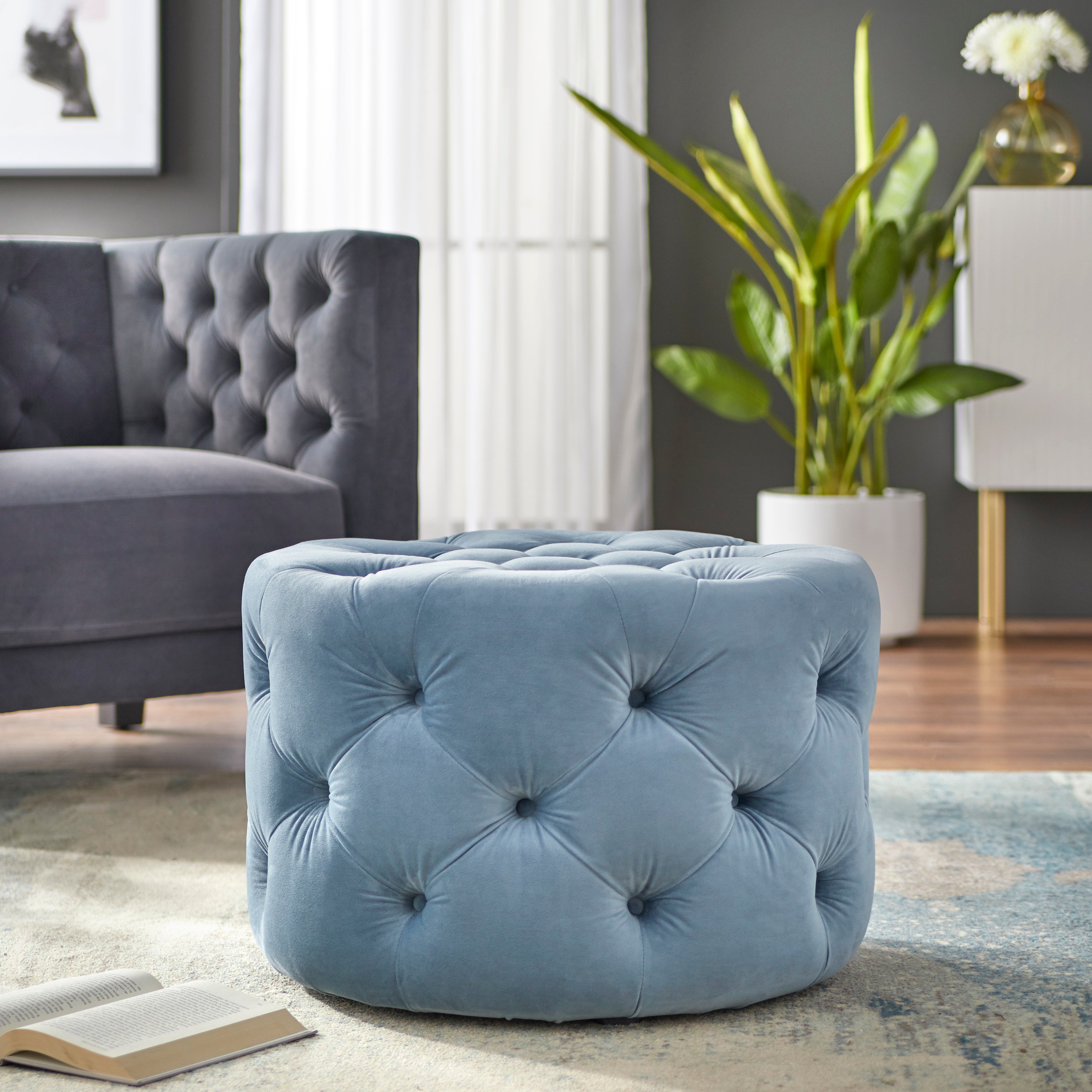 Ottoman - Scopi Round - in Blue