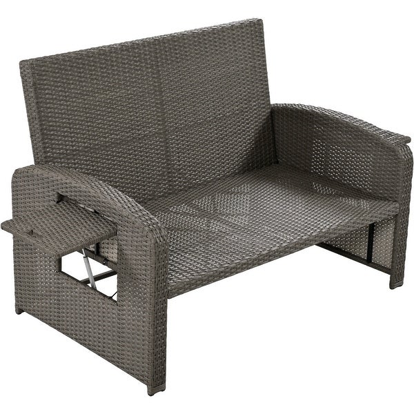 2 Person Rattan Double Reclining Sunbed Chaise Lounge - Overstock - 37421140