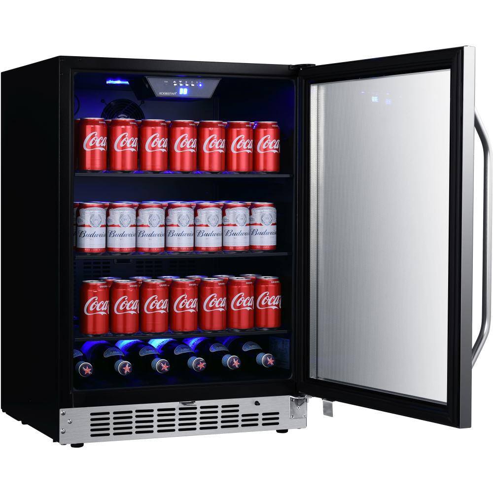 EdgeStar 24 in. 142 (12 oz.) Can Built-in Beverage Cooler with Tinted Door and LED Lighting CBR1502SG