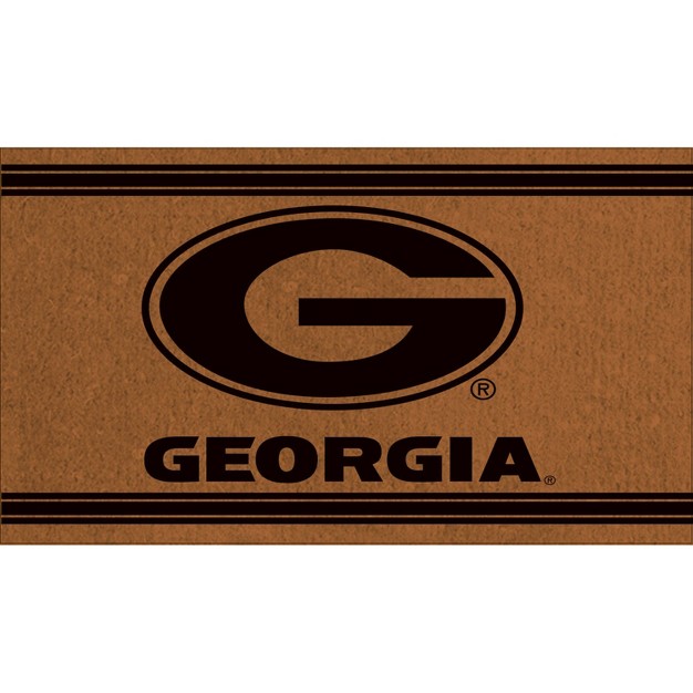 Evergreen University Of Georgia Logo Turf Mat Brown 28 X 16 Inches Indoor Outdoor Doormat