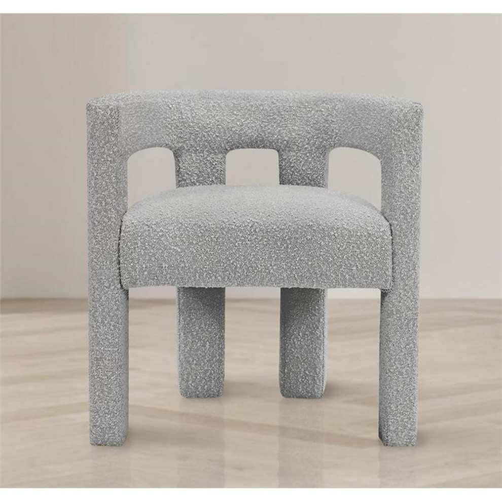 4 Piece Boulce Upholstered Dining Chairs Set in Gray   Transitional   Dining Chairs   by Homesquare  Houzz