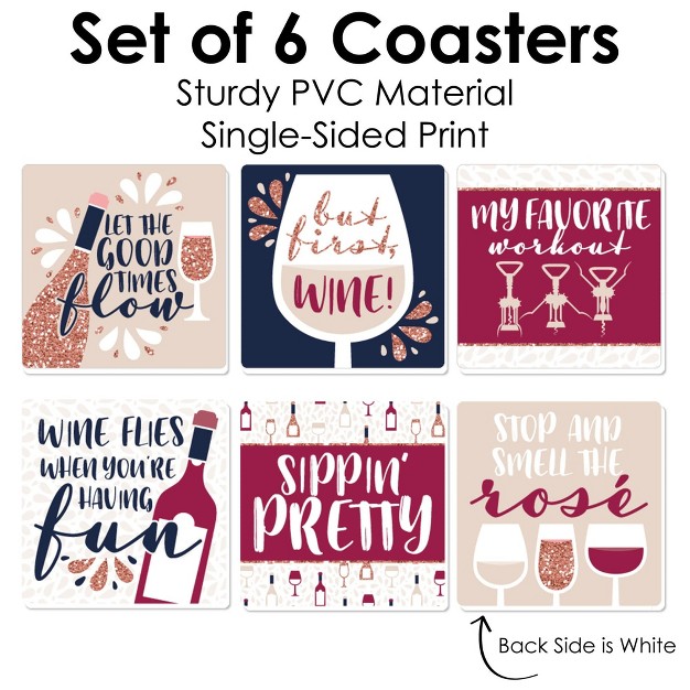 Big Dot Of Happiness But First Wine Funny Wine Tasting Party Decorations Drink Coasters Set Of 6