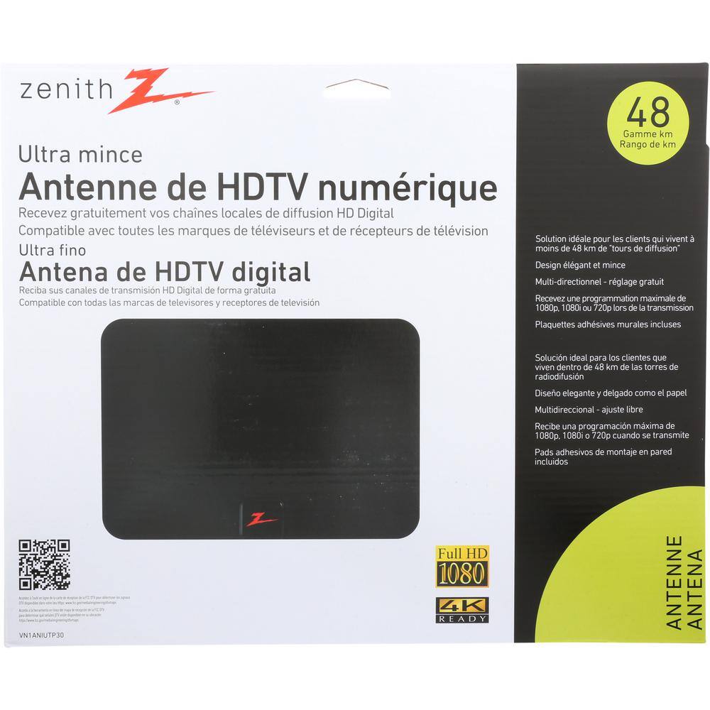 Zenith Indoor Omni-Directional HD TV Antenna in Black VN1ANIUTP30