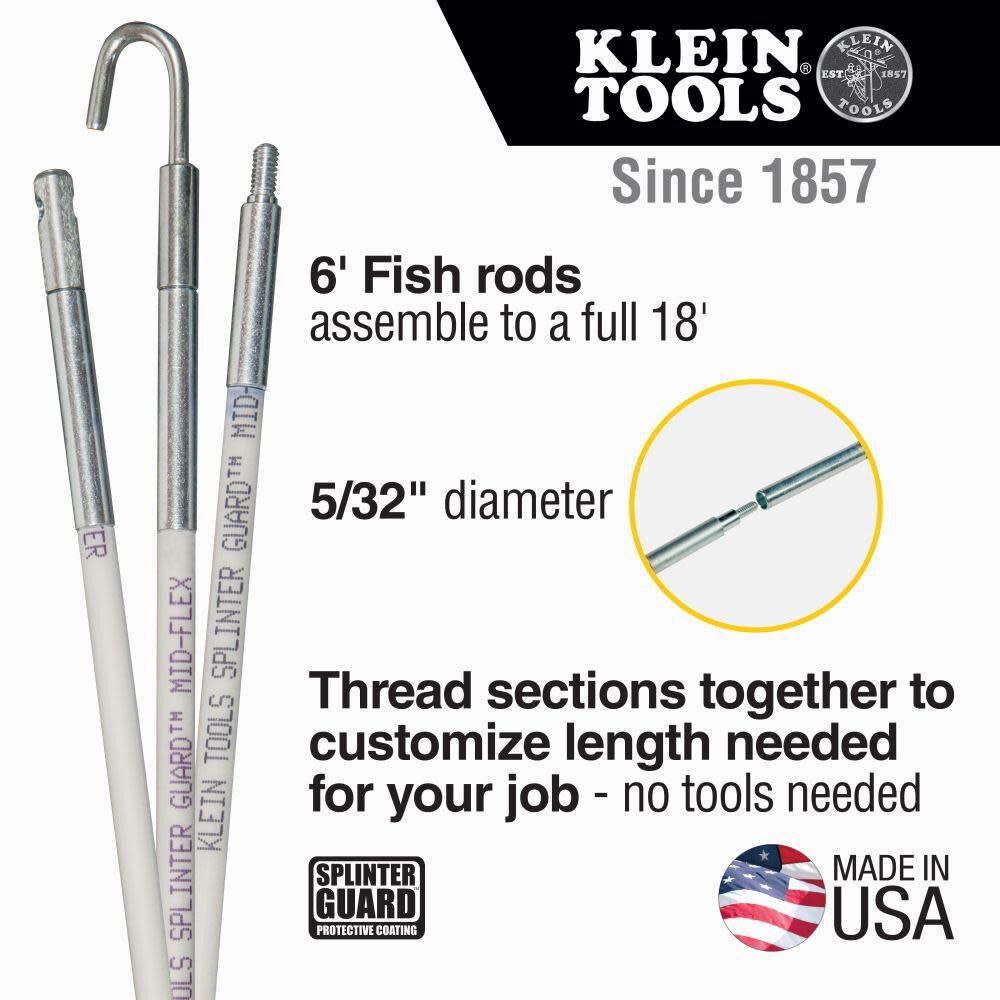 Klein Tools 18' (5.5 m) Hi-Flex Glow Rod Set 56418 from Klein Tools