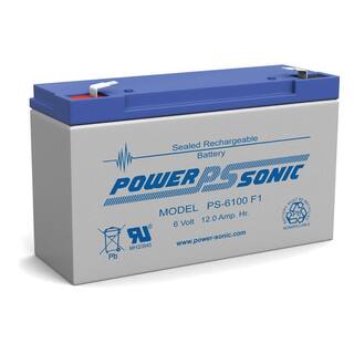 Power-Sonic 6-Volt 12 Ah Sealed Lead Acid (SLA) Rechargeable Battery PS-6100F1