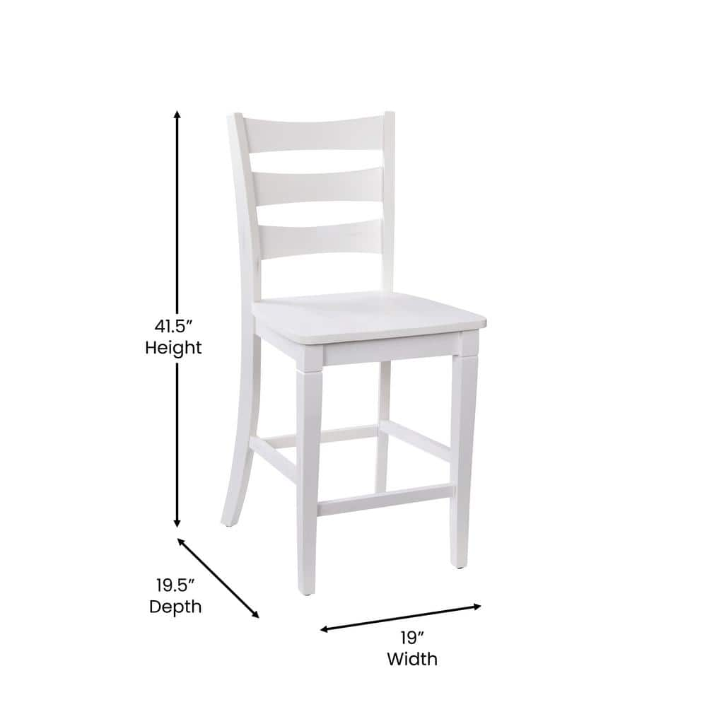 Carnegy Avenue 41.5 in. White Wash Full Wood Bar Stool with Wood Seat CGA-ES-520599-WH-HD