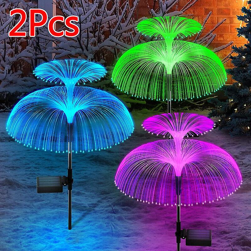 2x Double Layer Solar Jellyfish Light Outdoor Garden Lawn Lamp 7color Changing W12646867