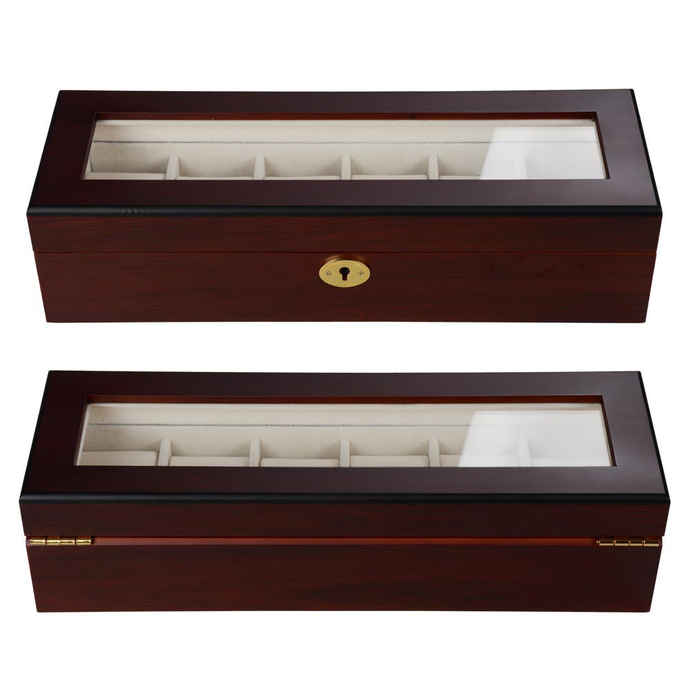 Yescom Wood Watch Display Case 6-Slot Matte Finish