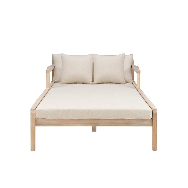 Linon Melita Acacia Double Chaise Lounge Beige natural