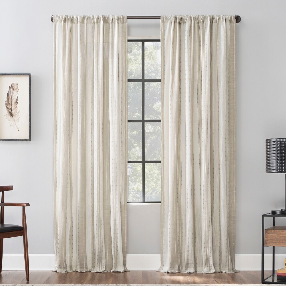 Archaeo Slub Texture Stripe Cotton Curtain  Single Panel