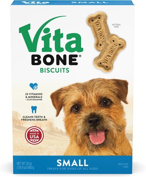 Vita Bone Crunchy Biscuit Small Dog Treats， 24-oz box