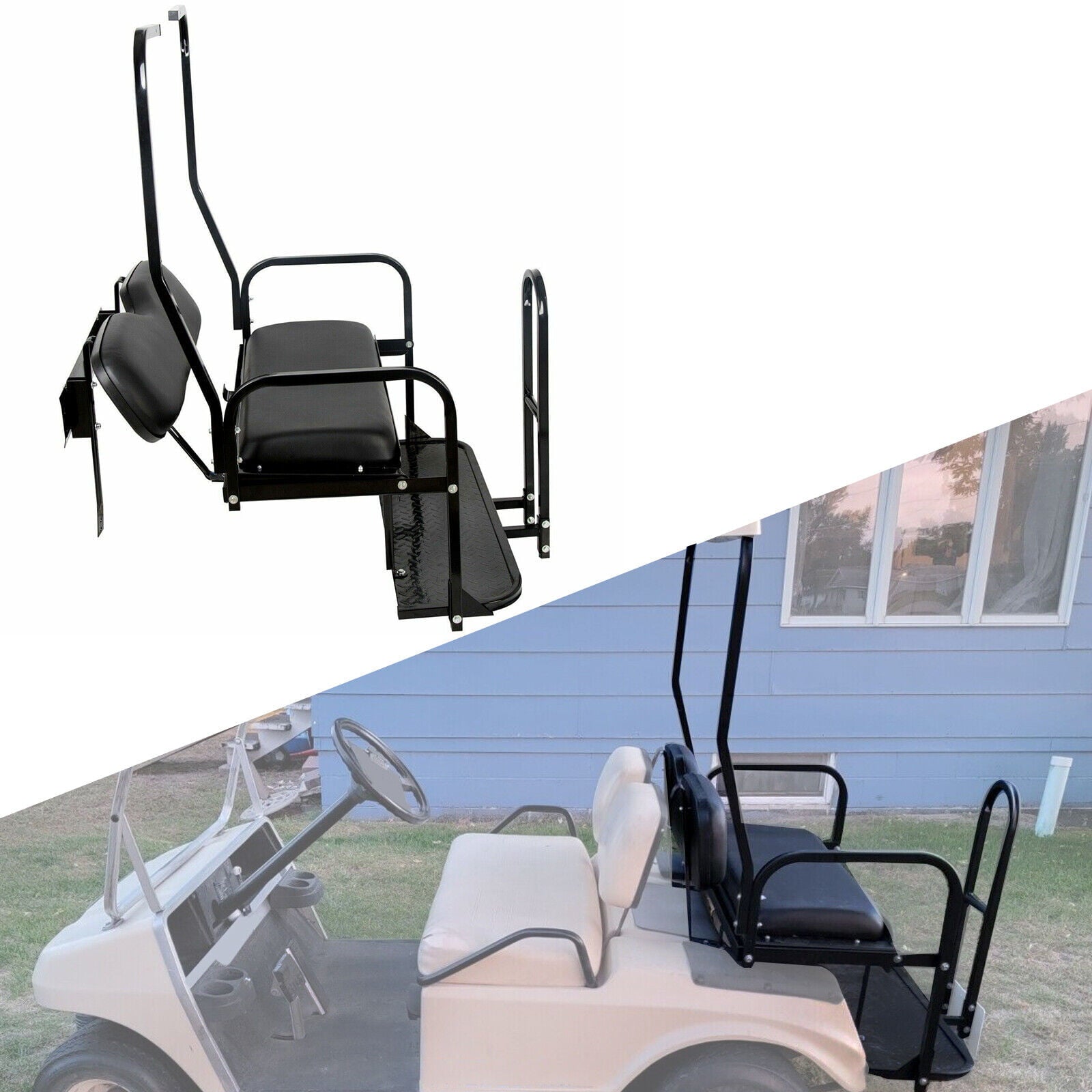 KOJEM Rear Flip Fold Seat Kit w/ Grab Bar For 1982-2000.5 Club Car DS Golf Cart