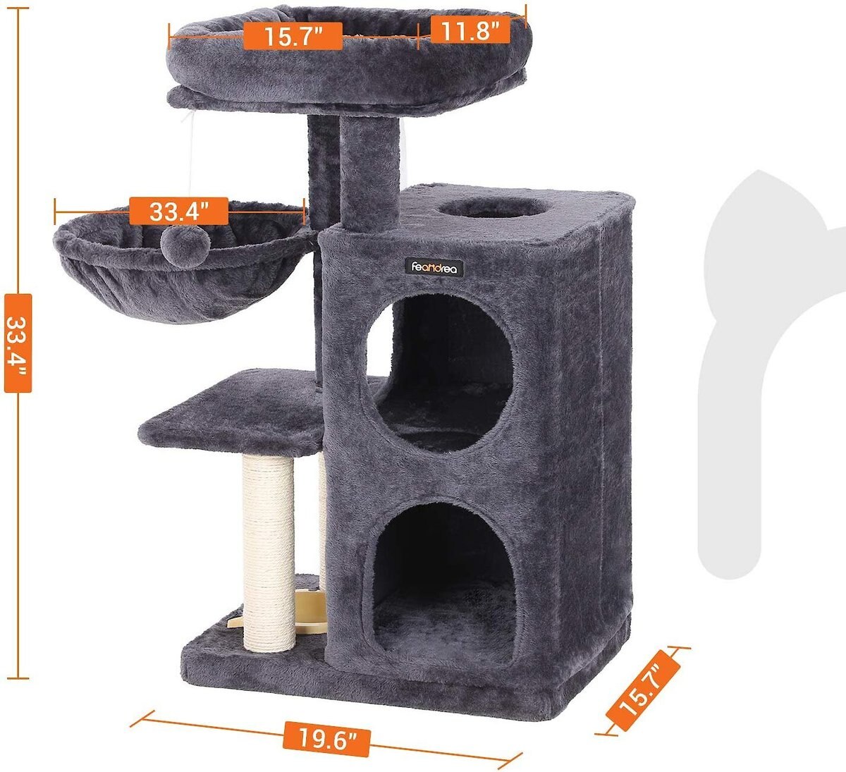 FEANDREA 32.7-in Faux Fleece Cat Tree and Condo