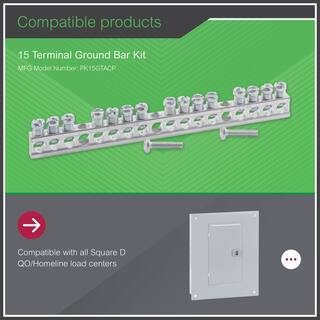 Square D 15 Terminal Ground Bar Kit for QOHomeline Electrical PanelLoad Center(PK15GTACP) PK15GTACP